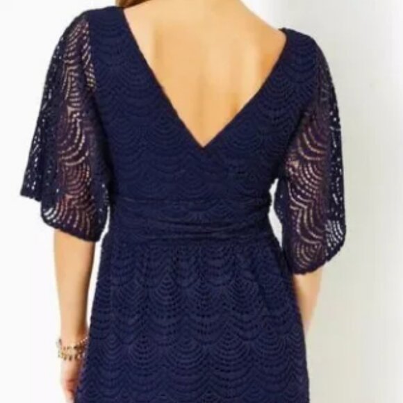 Lilly Pulitzer Parigi Skort Romper  True Navy Scalloped Shell Lace Sz XL NWOT - Picture 10 of 10